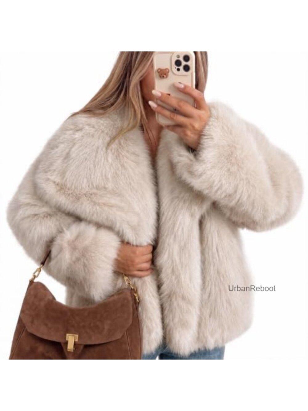 Faux Fur Coat Open Front Long Sleeve Fluffy Teddy Jacket